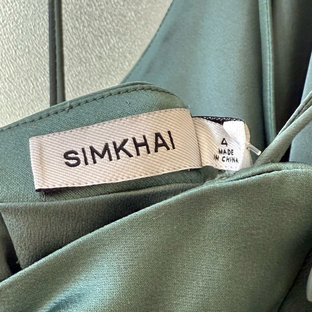 🆕 SIMKHAI Hansel Halter Neckline Maxi Dress Park Slope Green Sz 4 - Picture 6 of 9